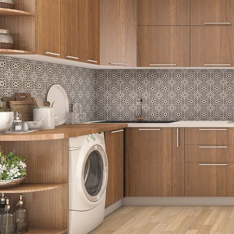 Sticker Mural Carrelage adhésif Cuisine Salle de Bain - 24 STICKERS CARREAUX DE CIMENT AZULEJOS ACACIO - 24stickers10x10cm (1/5)