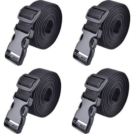 Schnellverschluss-Spanngurt 25 mm 38 mm, 4-teilig, Kunststoff-Ratschengurt, Spanngurt zur Gepäcksicherung (1,5 m, A - Schwarz - 25 mm) (1/5)