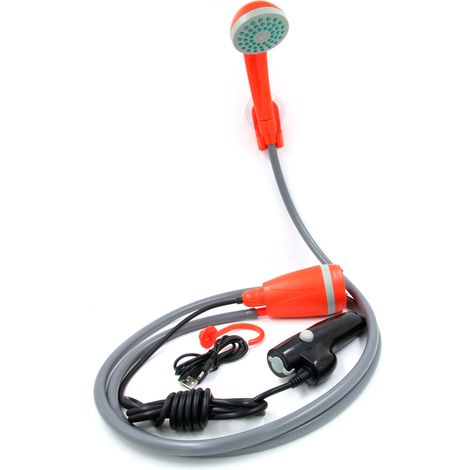Kit de douche portable d'extérieur, pommeau de douche à main, douche de camping avec pompe à eau, câble de 2 mètres, débit max. 3,5 L/min, chargement USB, pour la maison et la voiture (1/5)