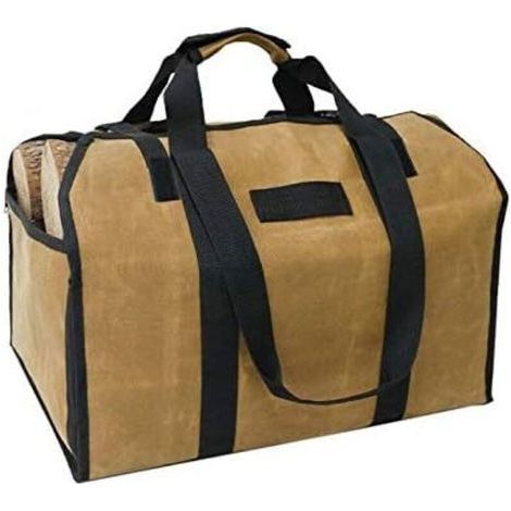 Sac de rangement pour bûches, grande capacité, toile cirée, sac de rangement pour bois de chauffage avec poignées et bandoulière, imperméable, pour l'intérieur et l'extérieur (1/5)