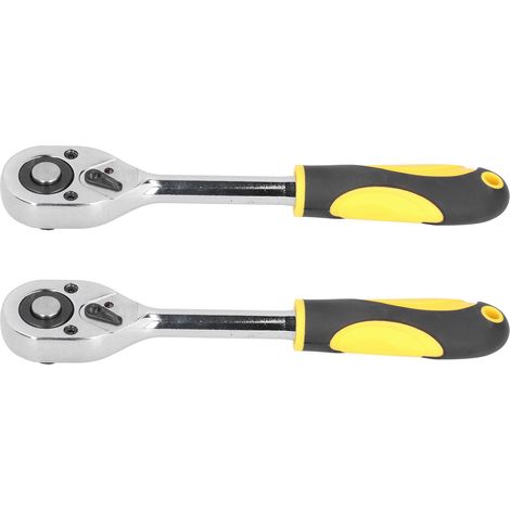 Lot de 2 clés à cliquet jaunes à torsion élevée, outils de réparation à main, clés à poignée droite (1/5)