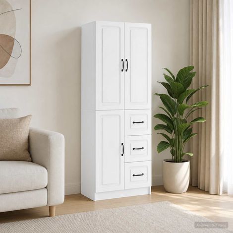 vidaXL Set di armadi 2 pz Bianco Lucido Legno ingegnerizzato (1/5)