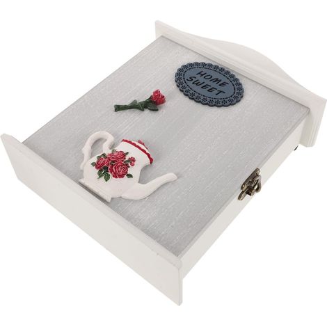 HOMSFOU Boîte à Clés Murale en Bois avec Crochets, Porte-clés Mural Décoratif Style Vintage Européen, Étagère Murale de Maison pour Rangement Clés et Accessoires, Support Mural Pratique