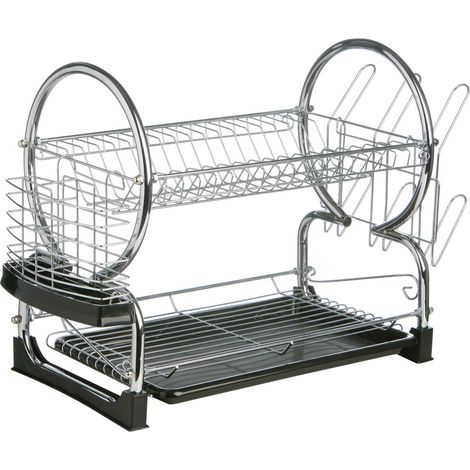 Premier Housewares 2 Tier Dish Drainer with Black Plastic Tray (1/4)