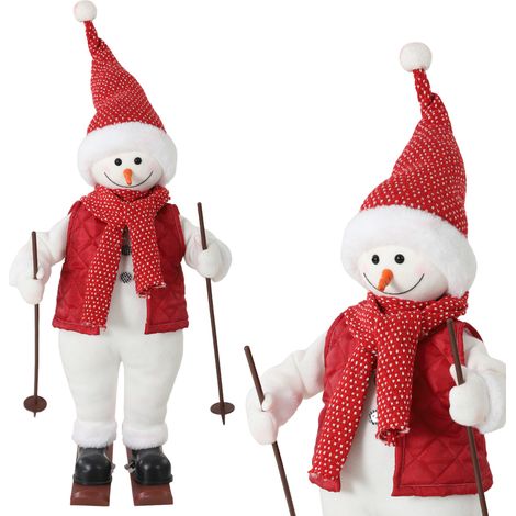 HOMCOM 2ft Christmas Singing Skiing Santa Claus with Ski Board and Poles (1/5)