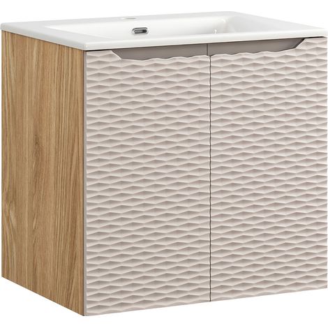 Waschtisch 60cm, Eiche mit beige, OLUO-56-BEIGE (1/5)