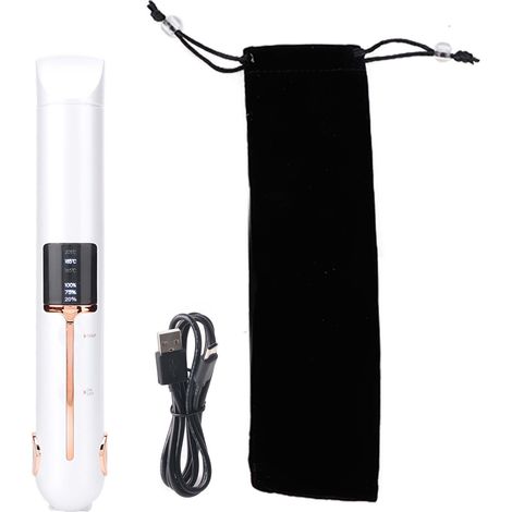 Mini lisseur à cheveux électrique sans fil USB rechargeable professionnel, fer à friser compact pour coiffure nomade (1/5)