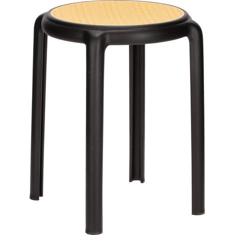 Sgabello Zula beige/nero in polipropilene intrecciato (1/5)
