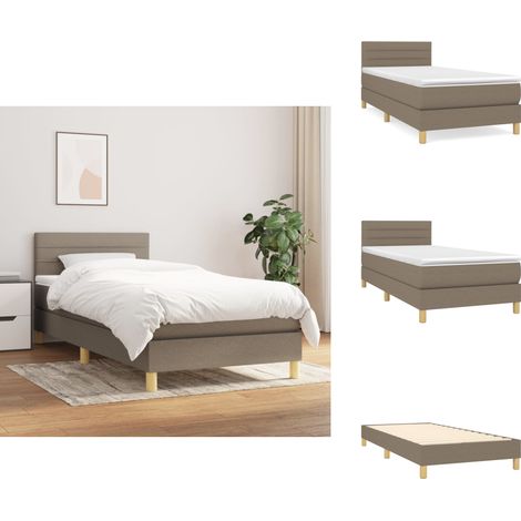 Boxspringbett mit Matratze Taupe 100x200 cm Stoff - Boxspringbett - Doppelbett - Bettenausstattung - Lattenrost - Federkernmatratze (1/5)