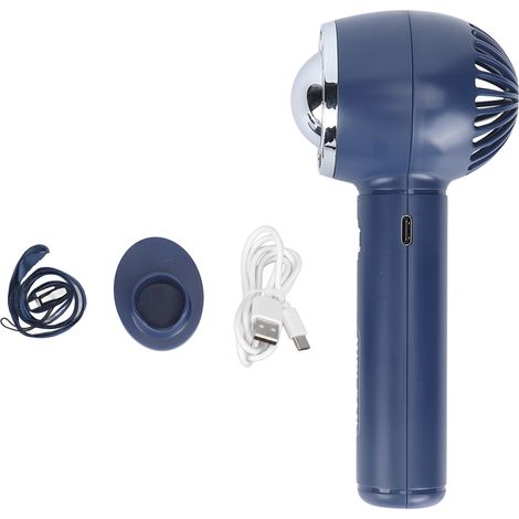 Ventilateur portable 3 vitesses, chargement USB, ventilation puissante, léger, batterie 1200 mAh, idéal pour le bureau et les voyages (bleu). (1/3)