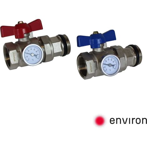 Kugelhahn-Anschluss-Set 1" für Heizkreisverteiler mit Thermometer