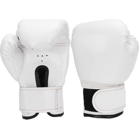 Gants de boxe enfants en cuir PU pour entraînement sac de frappe et sparring (Blanc) (1/5)