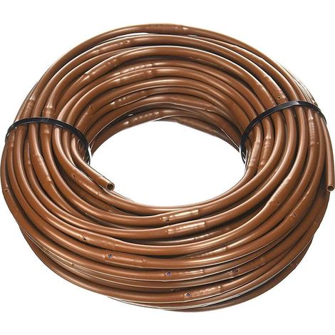 (Rouleau de 1 m) — Tuyau d'irrigation goutte-à-goutte / hydroponique 1/4 po, espacement des goutteurs de 6 po (Marron)