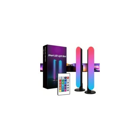 Juego de 2 lámparas de mesa LED, tecnología digital RGB, color blanco regulable, con sensor de música, controlables vía Bluetooth o mando a distancia (incluido) - Crezuo