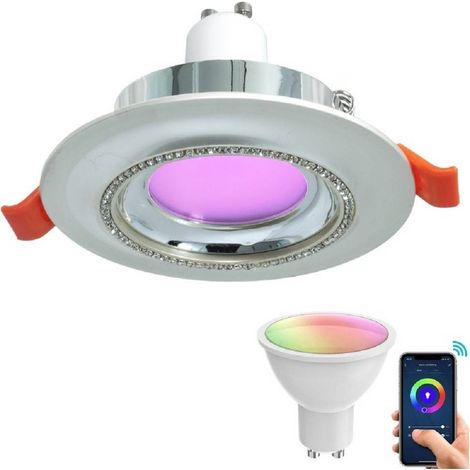 Faretto Smart Incasso Tondo Brillantini Led 5 W Gu10 Rgb Wifi Alexa Google Home       Argent (1/5)