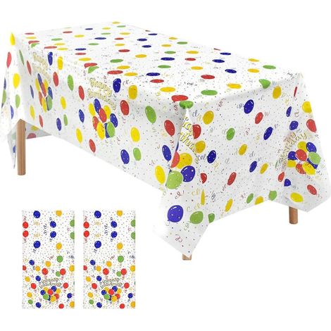 Nappe Rectangulaire - PEVA - 137 x 274 cm - Ballons Colorés - Pour Fête Anniversaire Mariage Pique-Nique - 2 Pièces (1/5)