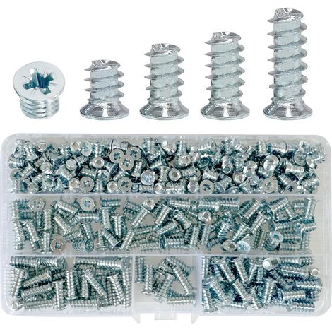 Lot de 360 vis à charnière Euro M6.3 assorties pour glissières de tiroir, charnières de meubles, charnières de placard de cuisine, portes d'armoire, armoires (8/11,5/13/16 mm) (1/5)