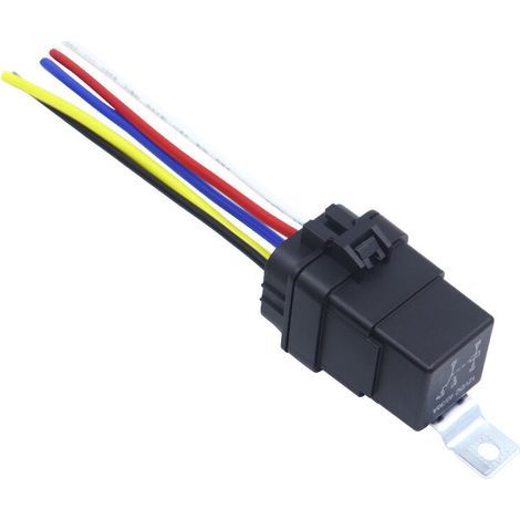 Relè impermeabile 30/40A 12V DC con cablaggio, relè automobilistico SPDT a 5 pin, robusti cavi in rame stagnato 14 AWG, per camion, motociclette, barche (1/3)
