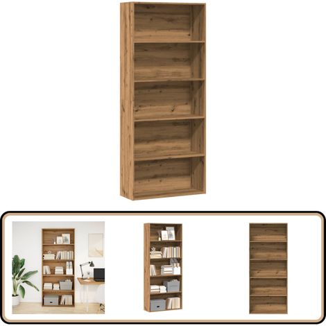 vidaXL Bibliothèque chêne artisanal 80x30x189 cm bois d'ingénierie (1/5)
