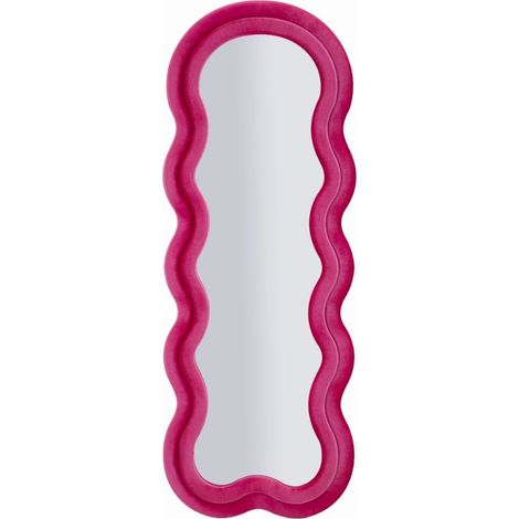 Specchio da parete Miki XL con cornice in velluto fucsia