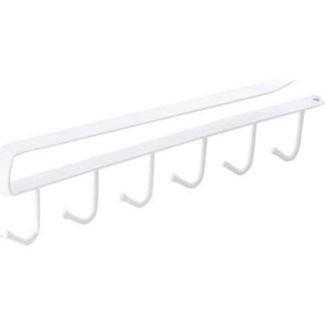 Crochet sous placard multifonction anti-rouille fer 6 crochets support de rangement de chambre cuisine blanc (1/5)