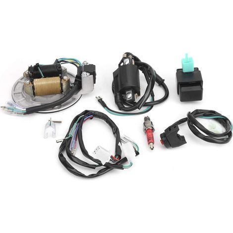 Zündkabelbaum, Zündspulen-Stator-CDI-Kabelbaum-Zündkerzen-Kit für XRCF 50 (50 cm³ - 125 cm³), schwarz (1/4)
