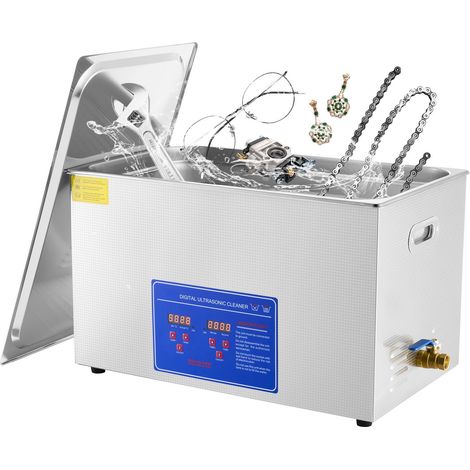 Nettoyeur Ultrasonique 30L, Acier Inoxydable, Minuterie Digitale & Chauffe, 40kHz pour Bijoux, Montres, Lunettes, Pièces (1/5)