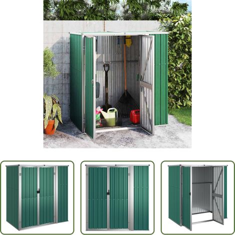 vidaXL Gartengeräte - Gerätehaus Grün 161x89x161 cm Verzinkter Stahl (1/5)