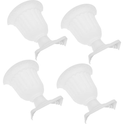 Pots de fleurs suspendus en plastique blanc forme demi urne, ornés d'élégantes colonnes romaines (1/5)