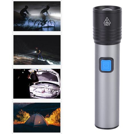 Lampe torche LED portable étanche, rechargeable par USB et réglable pour le camping en plein air (1/5)