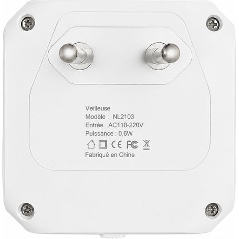 Veilleuse LED automatique à capteur crépusculaire prise UE 0,6W réf 7319 6,5 × 6,5 × 3,7 cm 80 g – Livraison gratuite