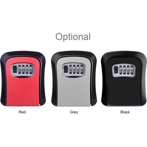 Coffret mural Sécuribox coffre-fort clé code rechargeable aluminium 114x94x40mm Rouge/Gris/Noir (1/5)