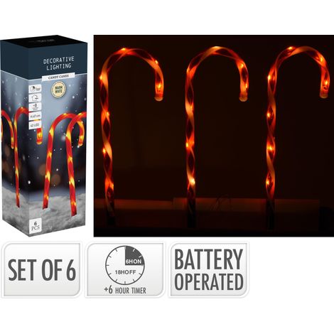 Set 6 bastoncini di zucchero con LED 47 cm rossi PERAGA CHRISTMAS