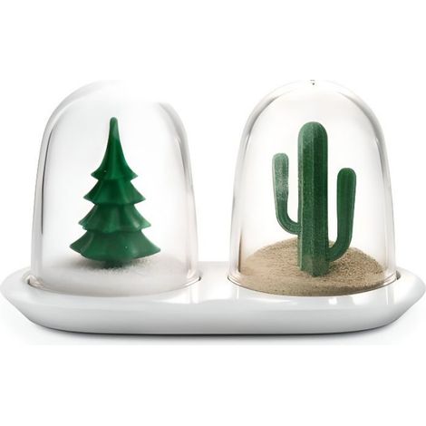 Salière Poivrière - Cactus Et Sapin - Design Saisonnier Été Hiver - Lot De 2