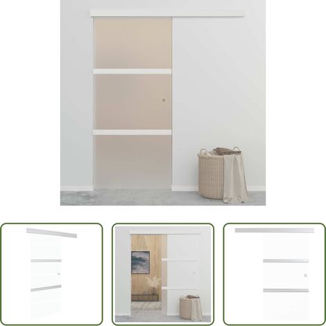 vidaXL Porte coulissante en verre ESG - Porte coulissante Verre ESG et aluminium 90x212 cm Argenté (1/5)