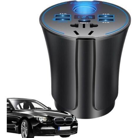 Adaptateur de chargeur de voiture, 12 V/24 V vers 220 V, fonction de sécurité, convertisseur de puissance automatique USB pour ordinateur portable, voyage, camping, accessoires de voyage (1/4)