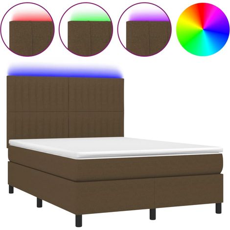 Maison Exclusive - Letto a Molle Materasso e LED MarroneScuro 140x190cm in Tessuto (1/5)