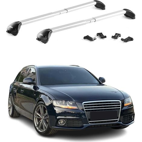 OMAC Barres de toit transversales certifiées TÜV pour Audi A4 B8 Allroad 2009-2016 – Verrouillables (4 antivols) – Charge max 100 kg – Fixation durable Argent (1/5)