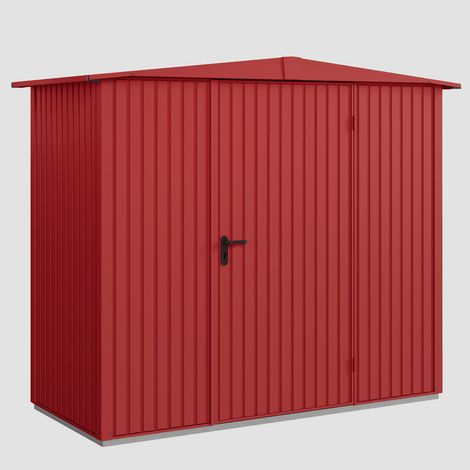 Hörmann Ecostar Metall-Gerätehaus Trend mit Satteldach Typ 1, 259 x 121 cm, purpurrot, 2,6 m², 1-flüglige Tür