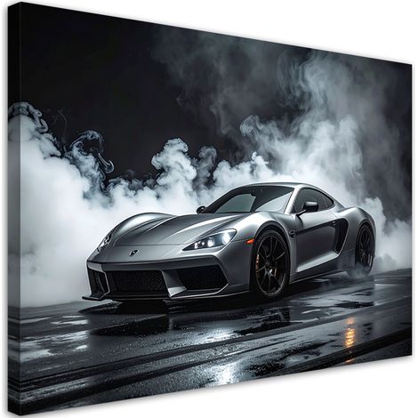Quadro su tela, Auto sportiva argento, 30x20 (1/5)