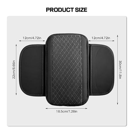 Coussin d'accoudoir de voiture sacs de rangement latéraux, accoudoir en cuir respirant pour voiture, tapis de protection universel pour véhicules, camions, voitures, accessoires (1/4)