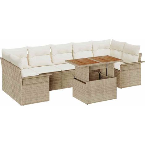 Maison Exclusive - Set Divano da Giardino con cuscino 8 pcs beige e panna