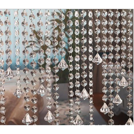 10 x 1M Guirlande Perles Cristal Acrylique Garland Octogonales Décoration Perle Chaîne Mariage Fêtes DIY (clear 2) (1/5)