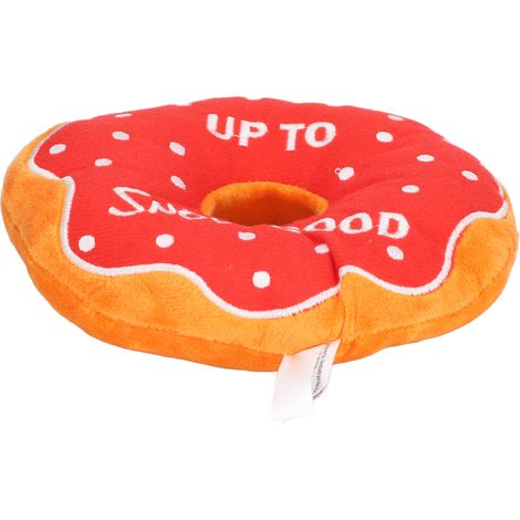 Jouet en peluche en forme de donut pour animaux de compagnie, résistant aux morsures, motif Noël, jouet couineur pour chien, chiot et chat, à pois rouges (1/5)