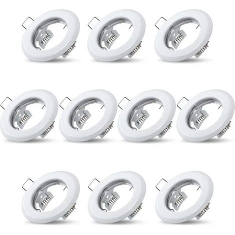 10x Spots lumineux encastrable plafond lampe fixe blanc supports pour spots encastrables acier inoxydable luminaire cuisine salon salle de bain,Trou encastré Ø55mm