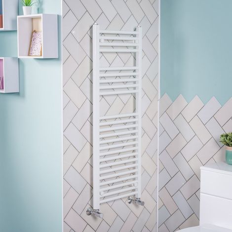 1200x450 Straight Central Heating Towel Rail Bathroom Heated Rad Radiator White (1/5)