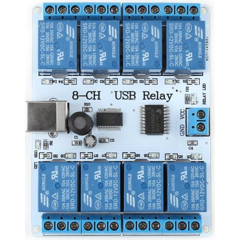 8-Kanal 12V DC Typ B USB-Relais-Controller-Modul für Automatisierung und Robotik (1/5)