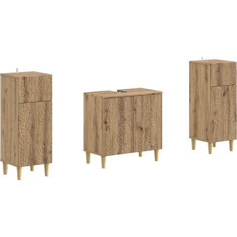 Maison Exclusive - Set di armadietti da bagno in 3 pezzi DELFT Rovere Artigianale (1/5)