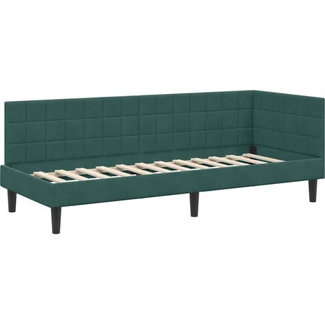 Lit simple,Lit adulte,Cadre de lit d'angle Vert foncé 80 x 200 cm Velours CFW4248672 (1/5)