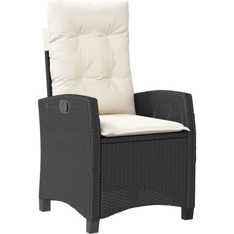 Maison Exclusive - Sedia Reclinabile da Giardino con Cuscini Nera in Polyrattan